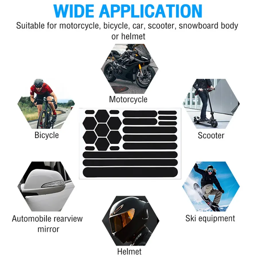 Bandes réfléchissantes noires pour casque moto (planche), photo 5