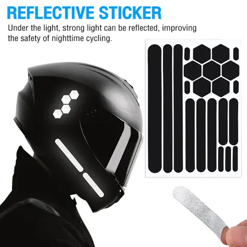 Bandes réfléchissantes noires pour casque moto (planche)