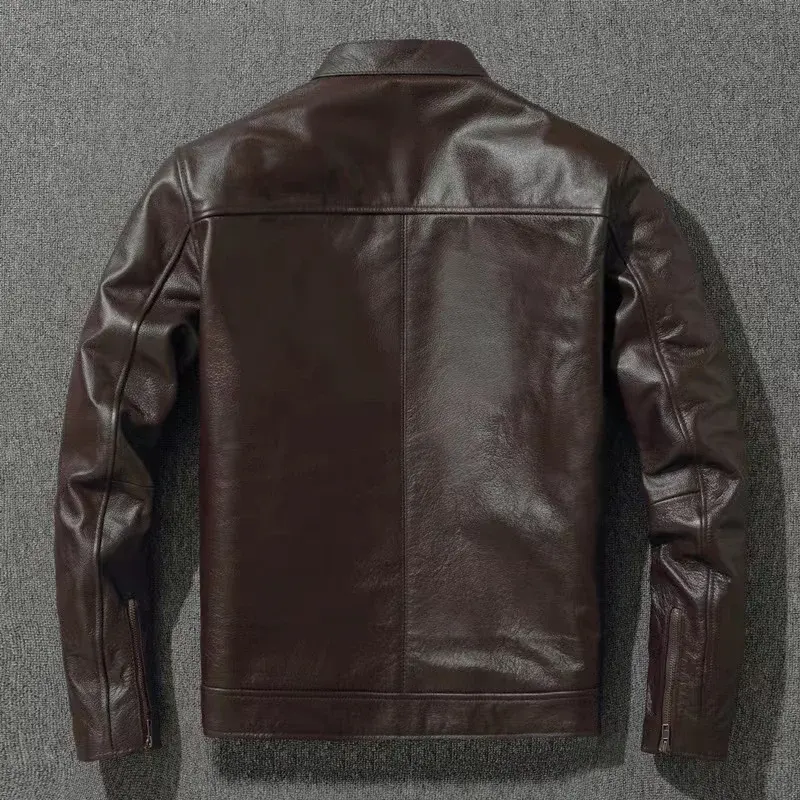 Blouson moto cuir de vache style café racer homme, photo 5