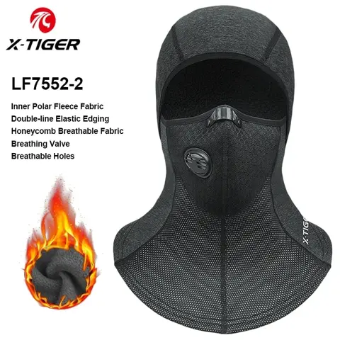Cagoule moto d'hiver X-TIGER doublée polaire avec filtre respirant