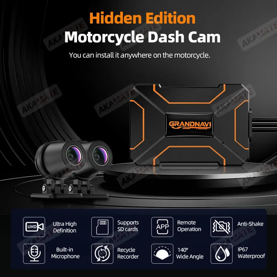 Caméra embarquée moto 2K avant + arrière, Wi-Fi, carte 32 Go incluse, photo 2