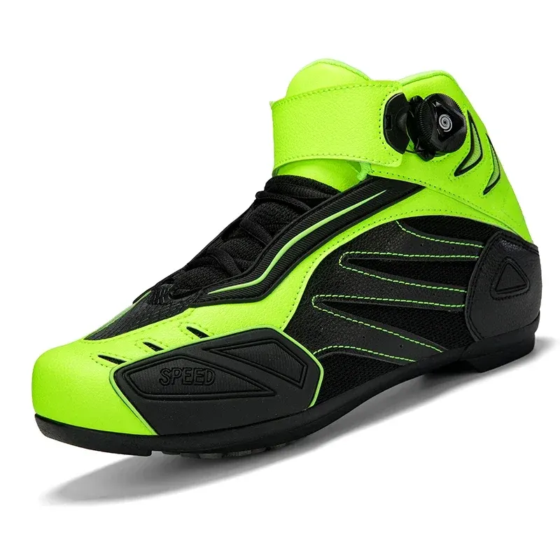 Chaussures moto homme et femme à serrage rotatif, rose, vert fluo ou orange, photo 2