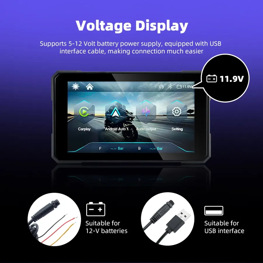 Écran moto CarPlay et Android Auto sans fil EKIY M15, 5 pouces, photo 6