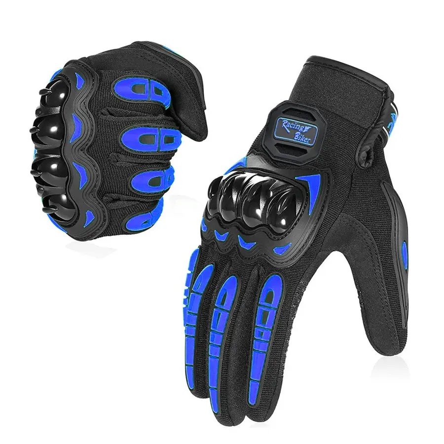 Gants moto d'été à coques de jointures, 5 coloris, couleur Bleu