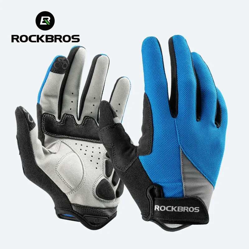 Gants de vélo longs ROCKBROS tactiles, homme et femme, couleur Bleu