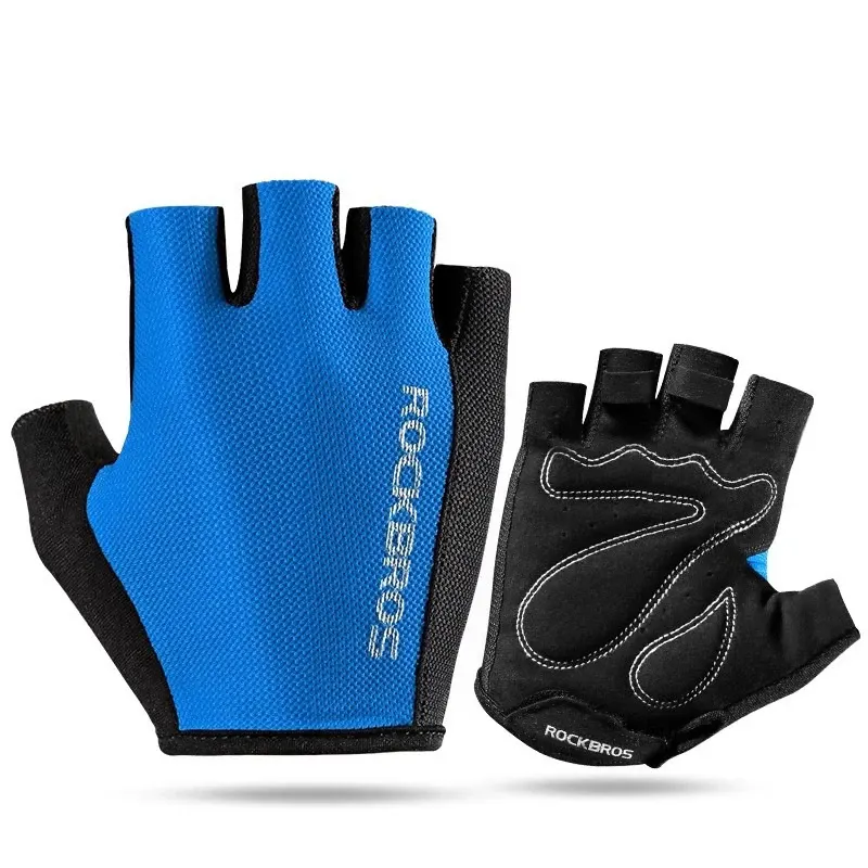 Gants de vélo mitaines ROCKBROS rembourrés, respirants, couleur Bleu