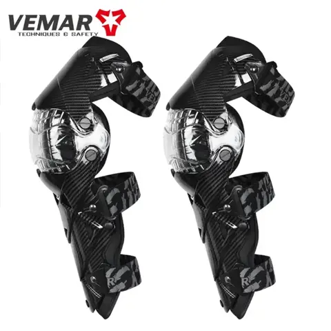 Genouillères moto articulées VEMAR E-18, coque et protège-tibia