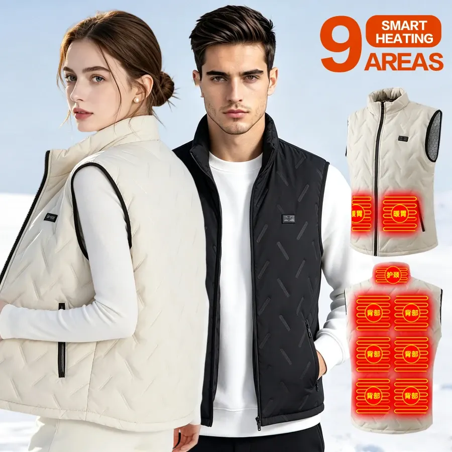 Gilet chauffant USB 9 zones, 3 niveaux de chaleur, homme et femme, photo 2