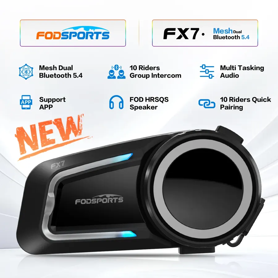 Intercom moto Mesh Fodsports FX7 (10 motards, 2 km)