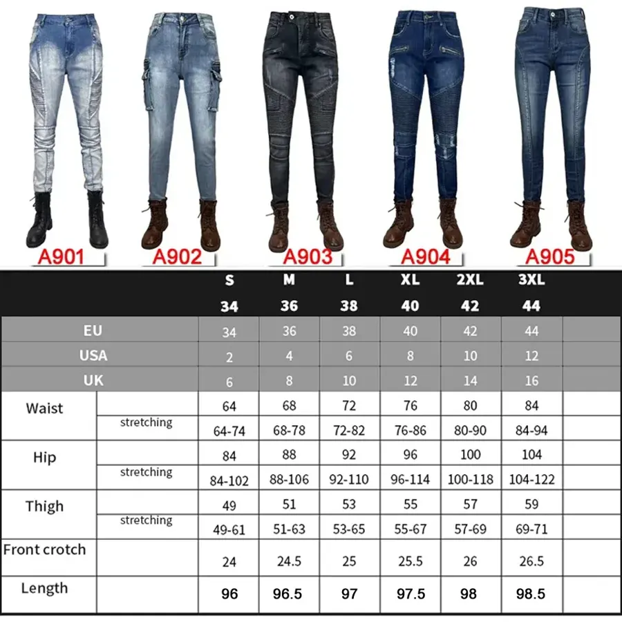 Jean moto femme slim avec protections genoux et hanches, photo 6