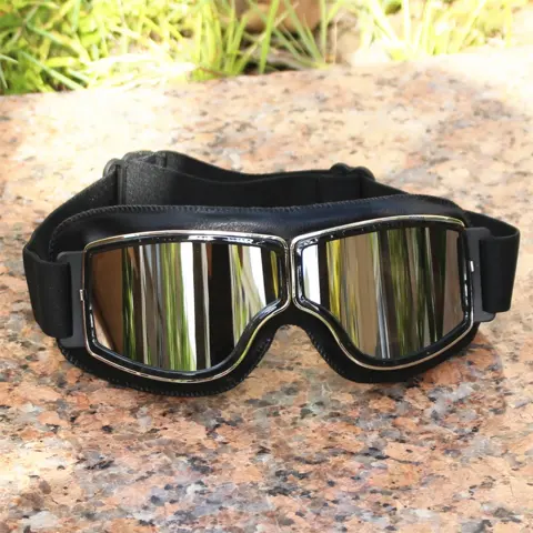 Lunettes moto vintage aviateur en cuir