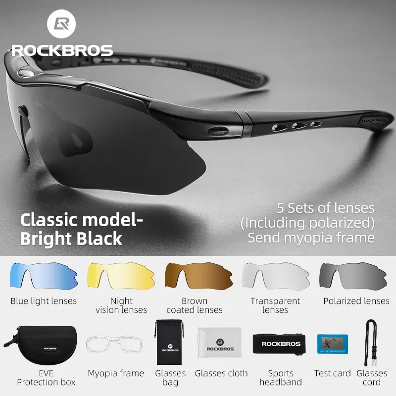 Lunettes de soleil polarisées ROCKBROS avec 5 verres interchangeables, photo 2