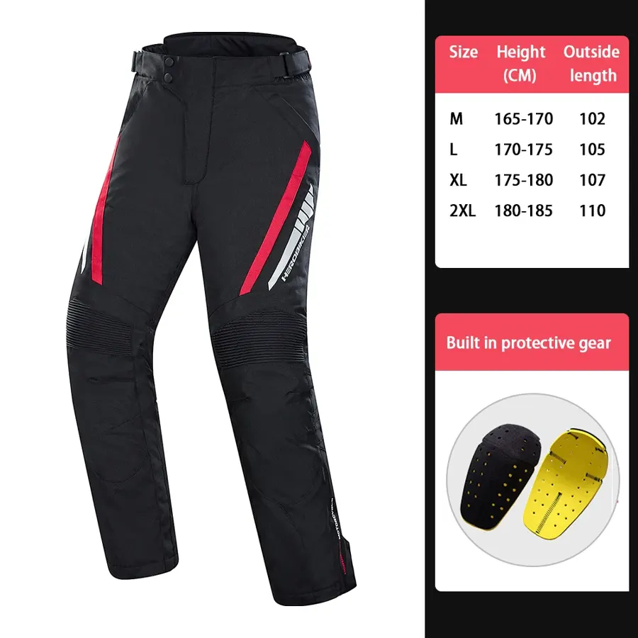 Pantalon moto textile imperméable avec protections genoux et hanches