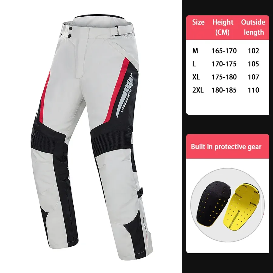 Pantalon moto textile imperméable avec protections genoux et hanches, coloris Gris