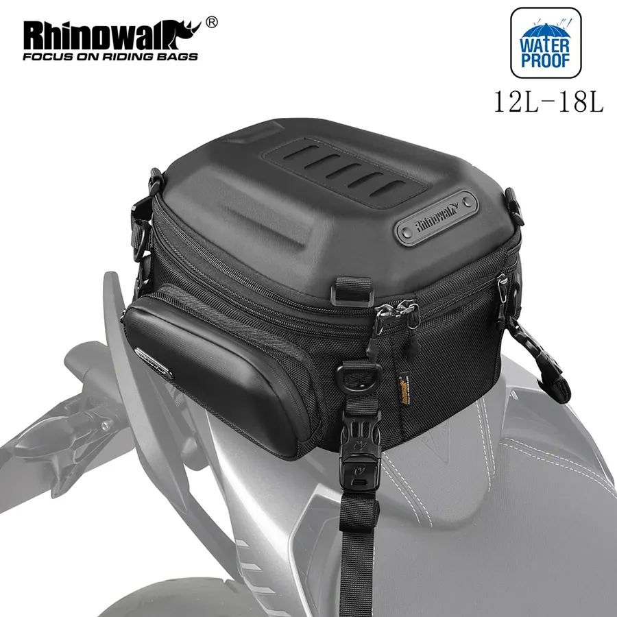 Sacoche arrière Rhinowalk coque rigide extensible 12-18 L, portable en sac à dos