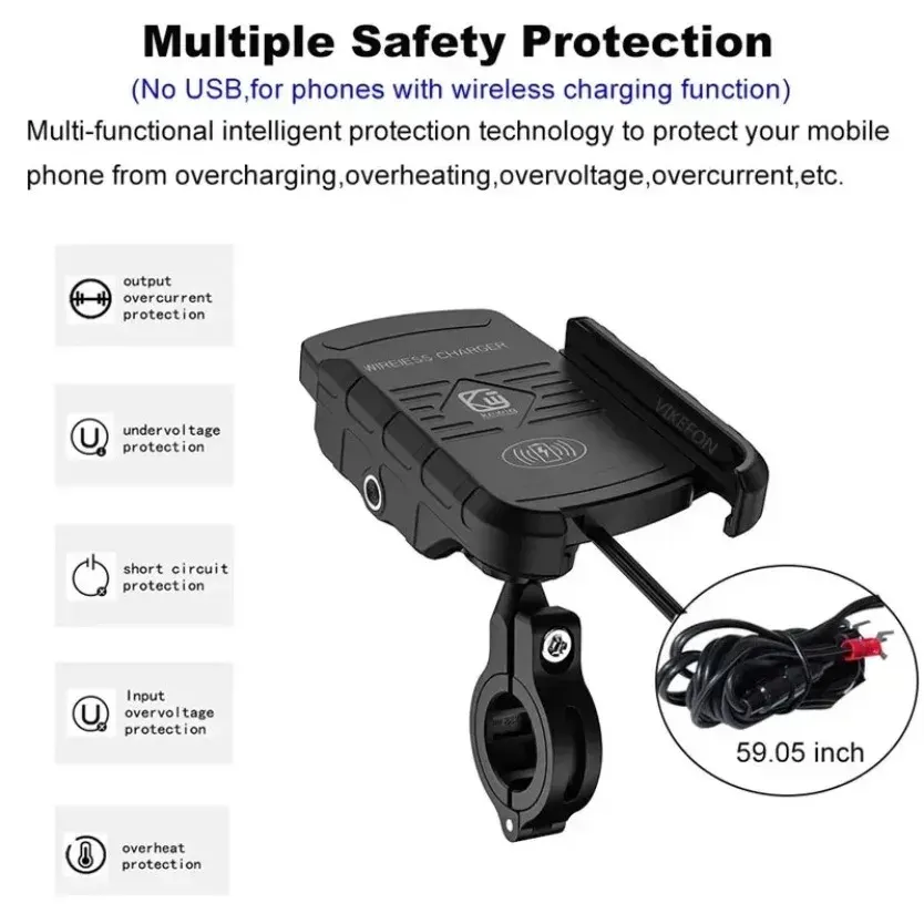 Support téléphone moto avec chargeur sans fil, photo 5