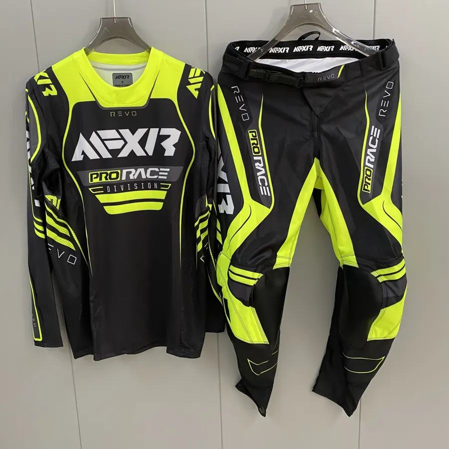 Tenue de motocross maillot + pantalon, 6 coloris, coloris Noir et jaune fluo