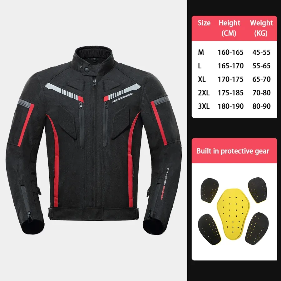 Veste moto textile imperméable homme avec 5 protections amovibles